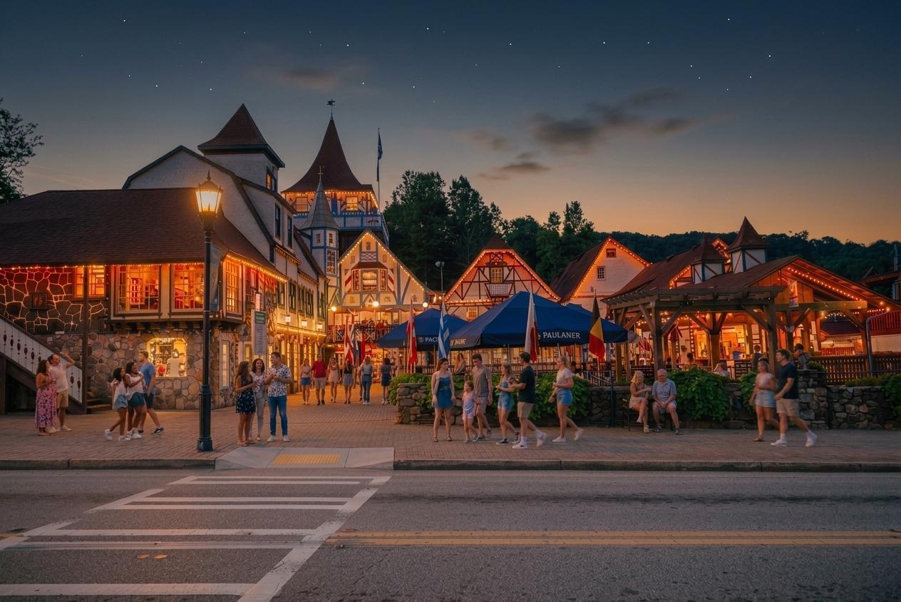 Alpine architecture on the main street of Helen, Georgia
